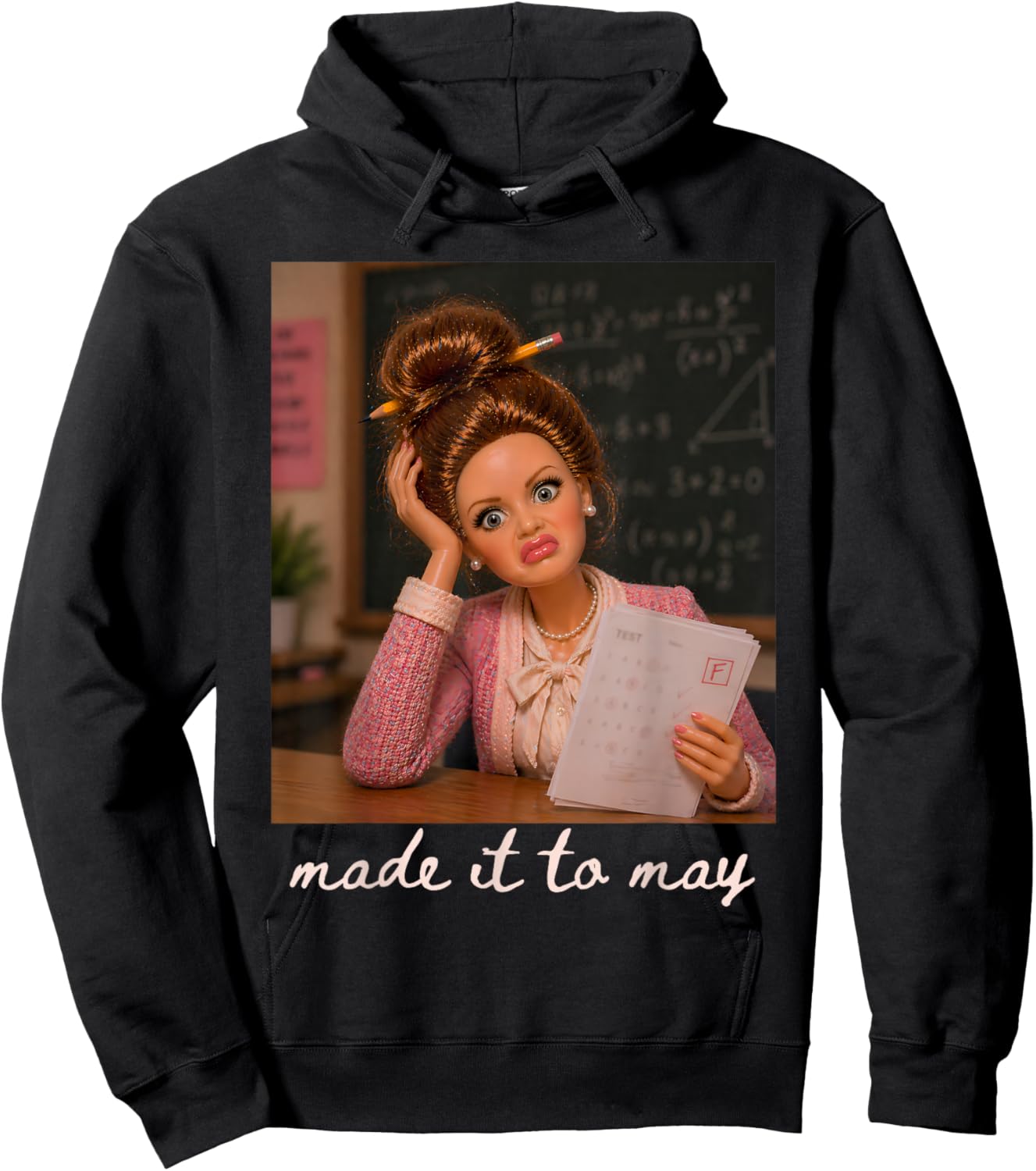 Funny Made It to May Teacher Student Last Day of School Meme Hoodie - Hoodie | Black