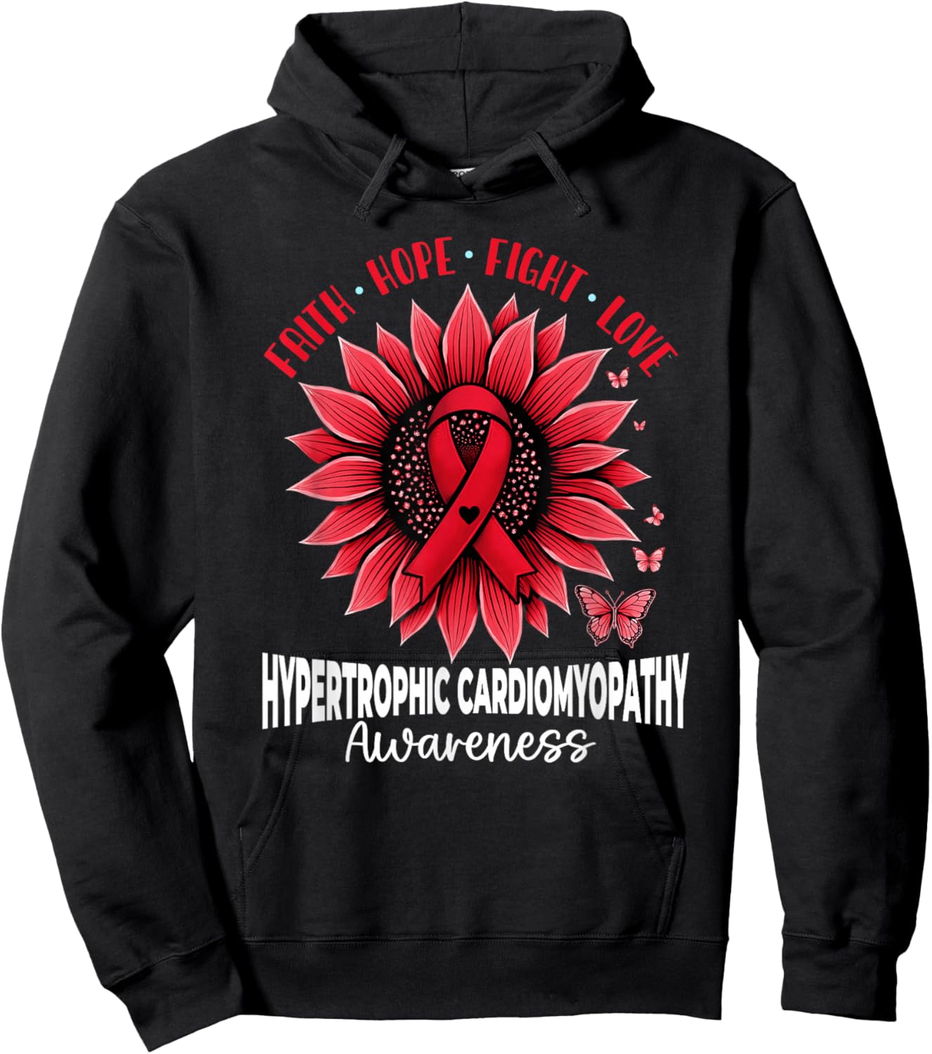 Butterflies Sunflower Hypertrophic Cardiomyopathy Awareness Hoodie - Hoodie | Black