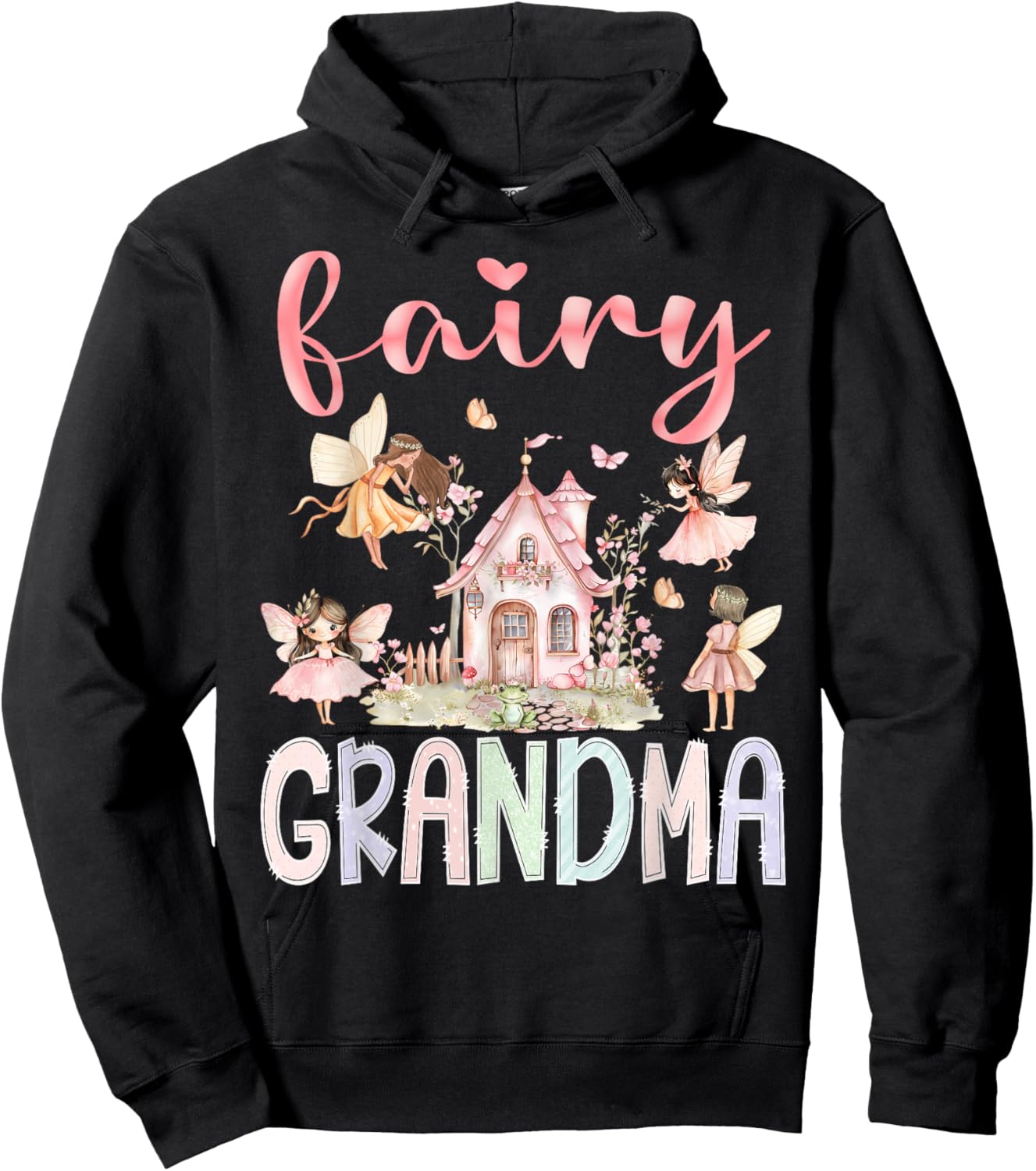Fairy Grandma Magical Floral Funny Birthday Girl Fairytale Hoodie - Hoodie | Black