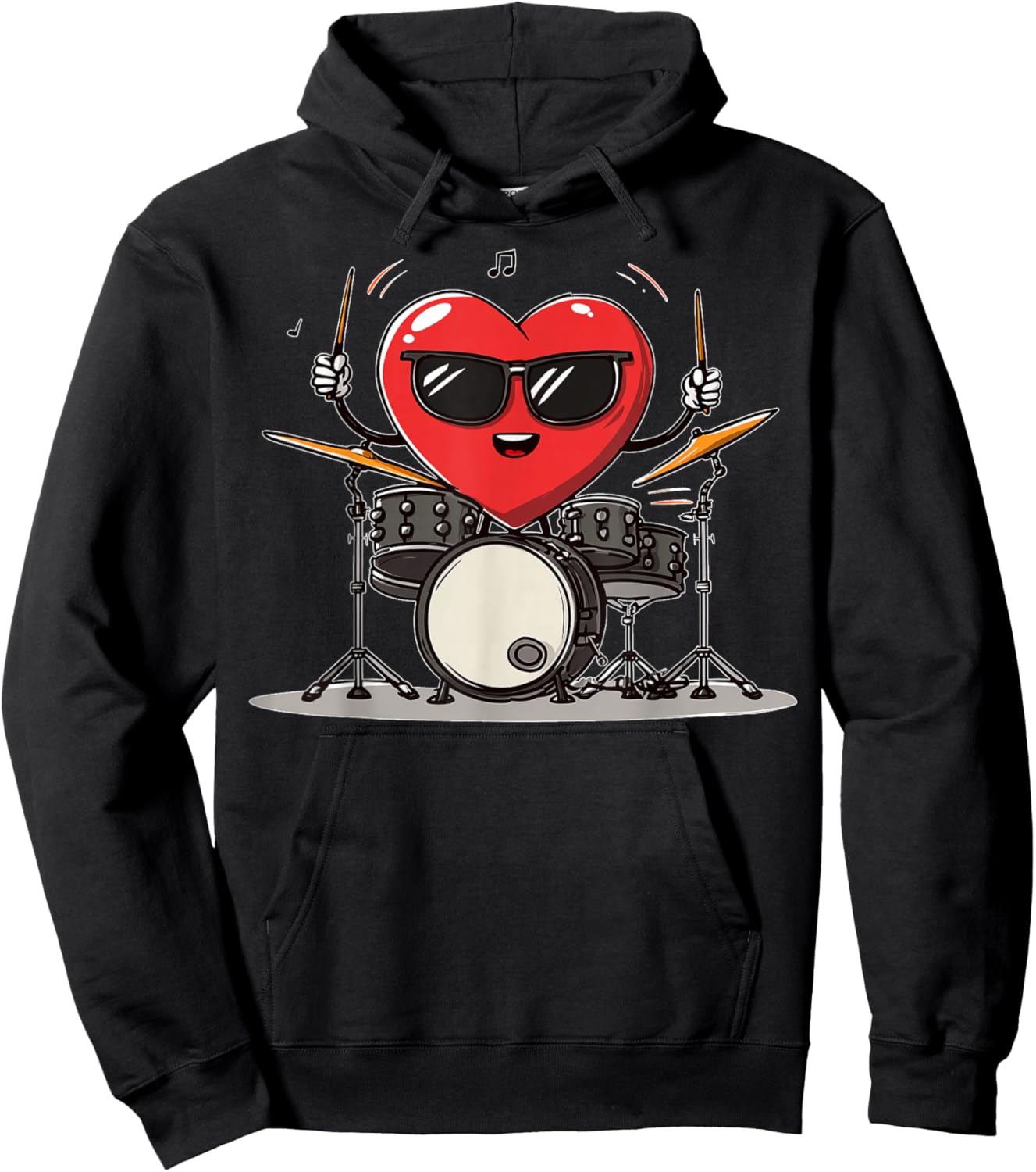 Drum Heart Drummer Valentine's Day Sunglasses Hoodie - Hoodie | Black