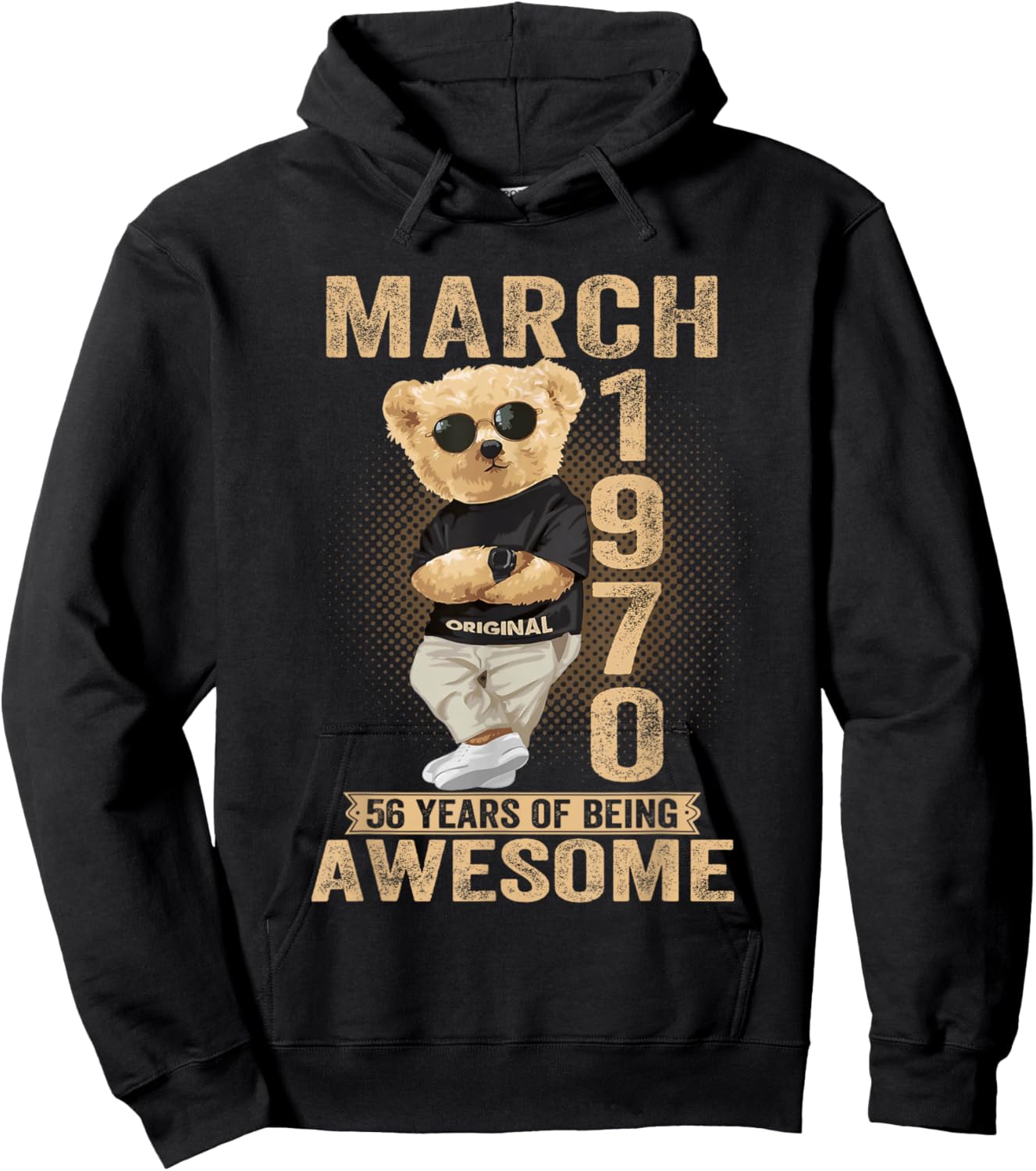 March 1970 56th Birthday 2026 Women 56 Years Teddy Bear Hoodie - Hoodie | Black