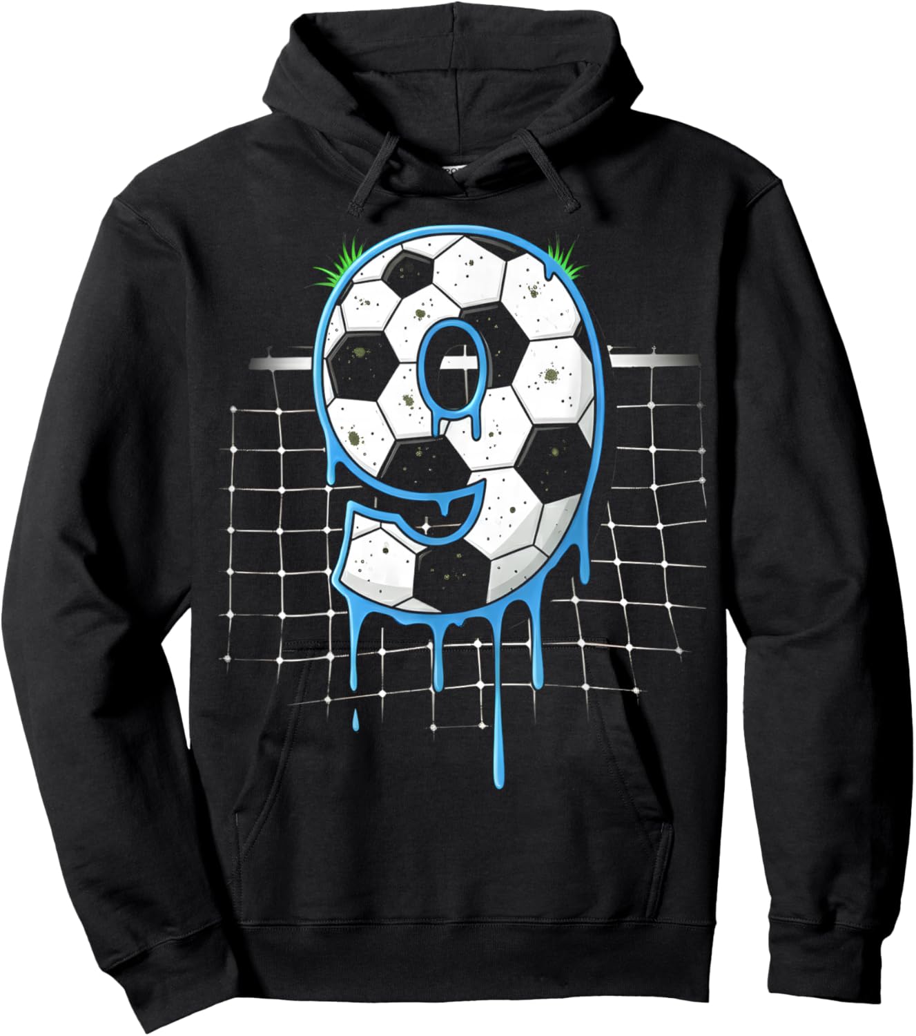 Soccer 9 Year Old Ice Cream Drip Youth 9th Birthday Boy 9 Hoodie - Hoodie | Black