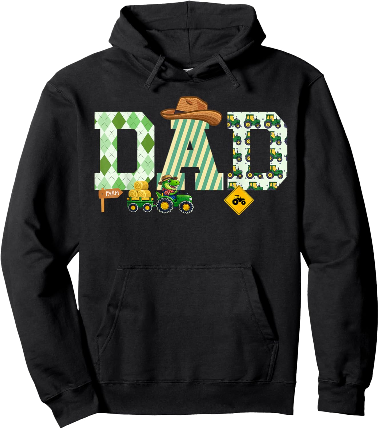 Farm Tractor Dad 1st Birthday Farmer Hoodie - Hoodie | Black
