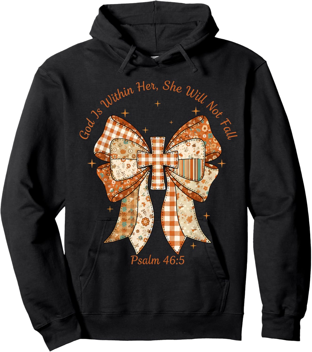 God is Within Her She Will Not Fall Psalm 46:5 Coquette Hoodie - Hoodie | Black