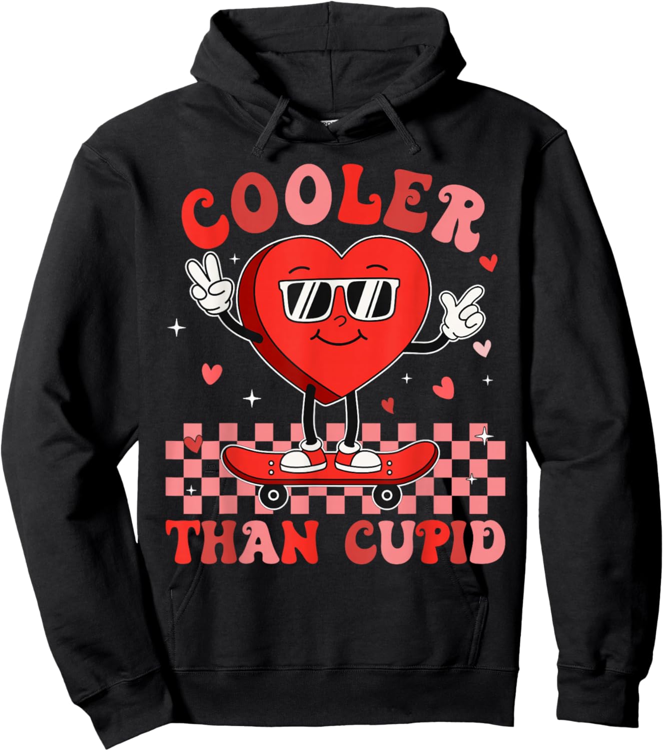 Cooler Than Cupid Valentines Day for Teens Kids Boys Girls Hoodie - Hoodie | Black
