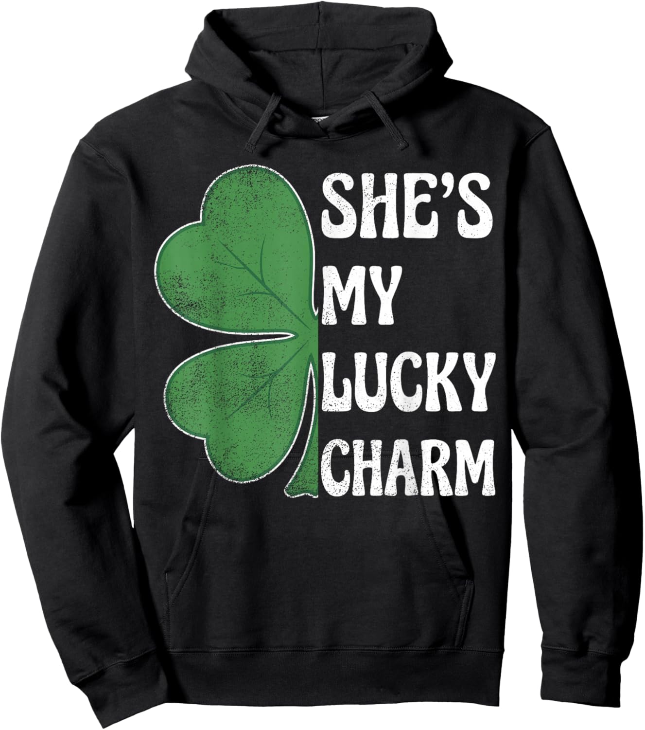 She's My Lucky Charm St Patricks Day Couples Shamrock Hoodie - Hoodie | Black
