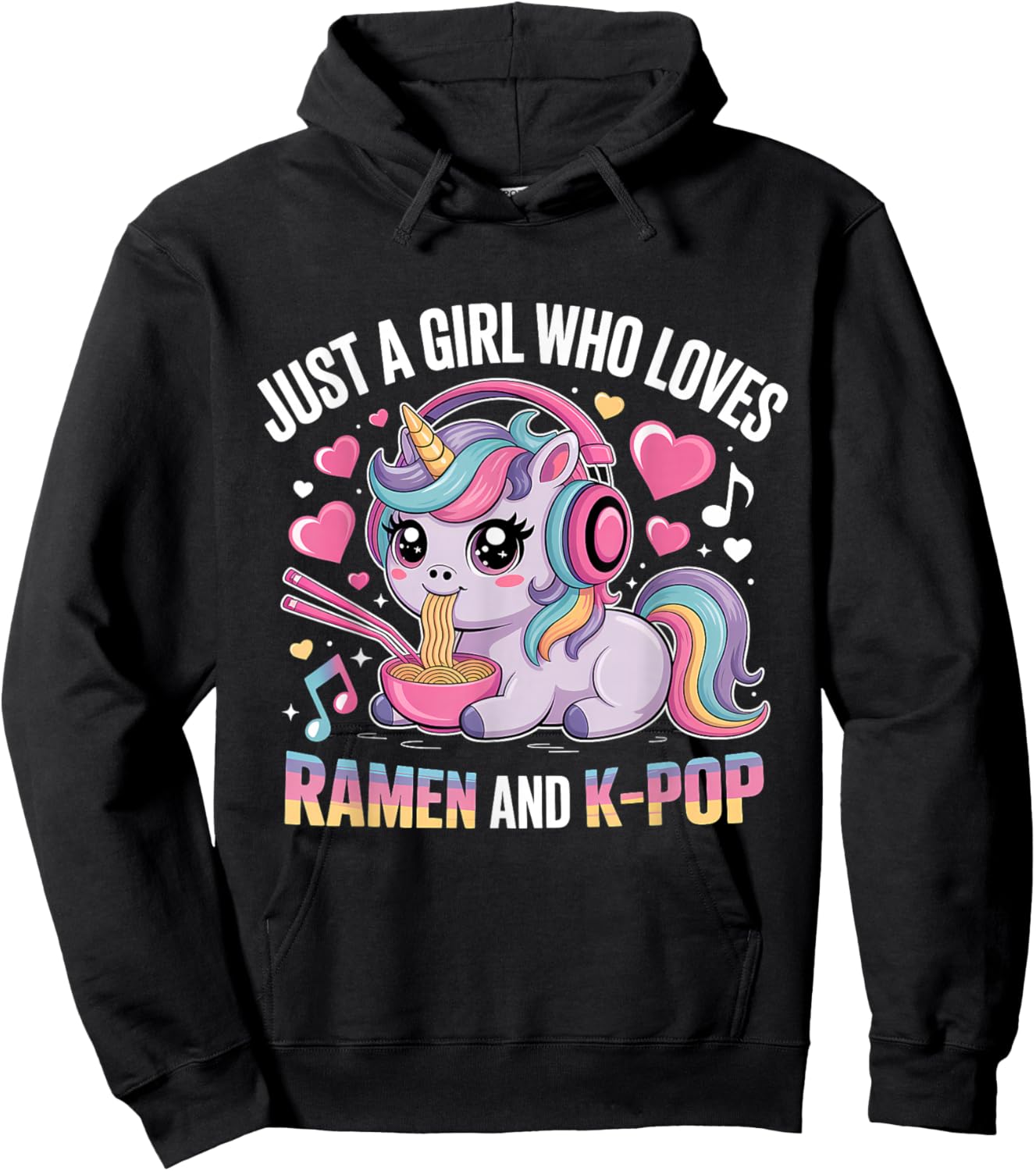 Just A Girl Who Loves Ramen and K-Pop Girl Kpop K Pop Hoodie - Hoodie | Black