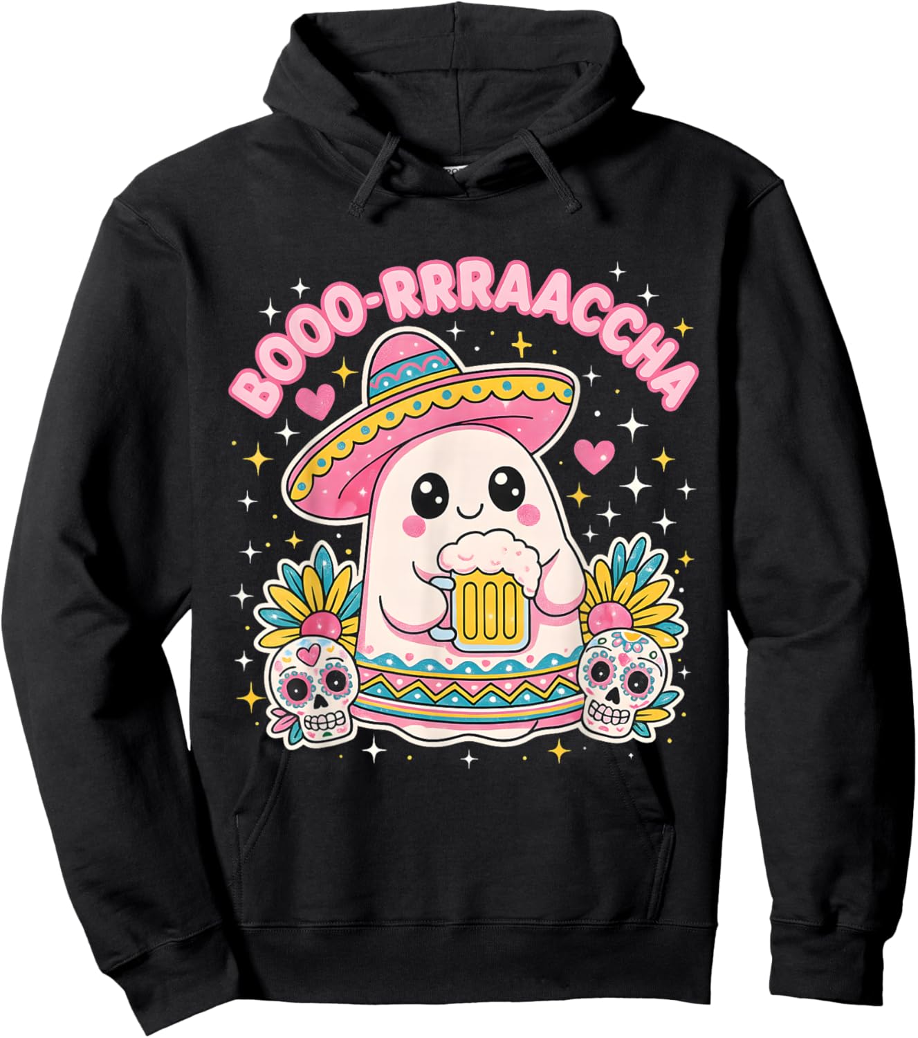 Cute Boorraaccha Ghost Beer Kawaii Fiesta Halloween Hoodie - Hoodie | Black