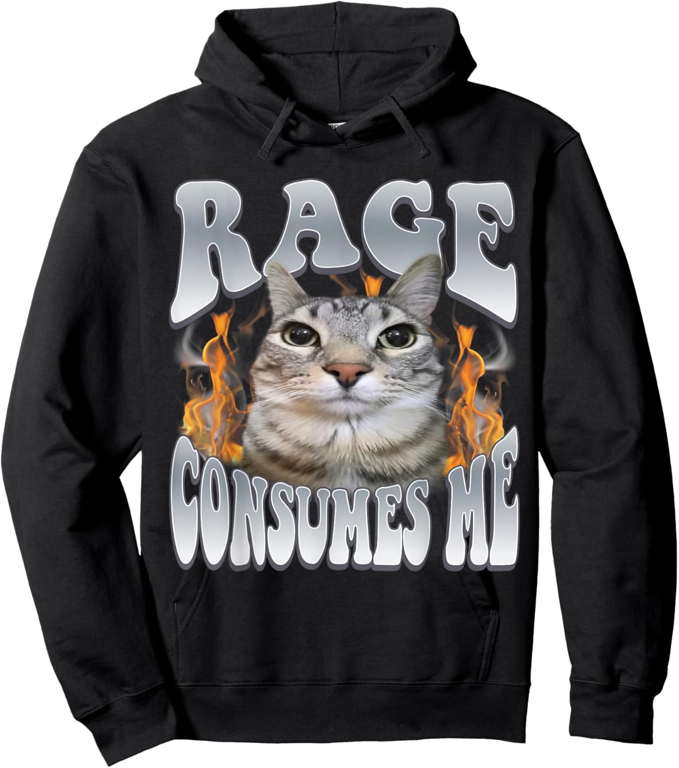 Rage Consumes Me Funny Cat Meme Vintage Unhinged Kitten Hoodie - Hoodie | Black