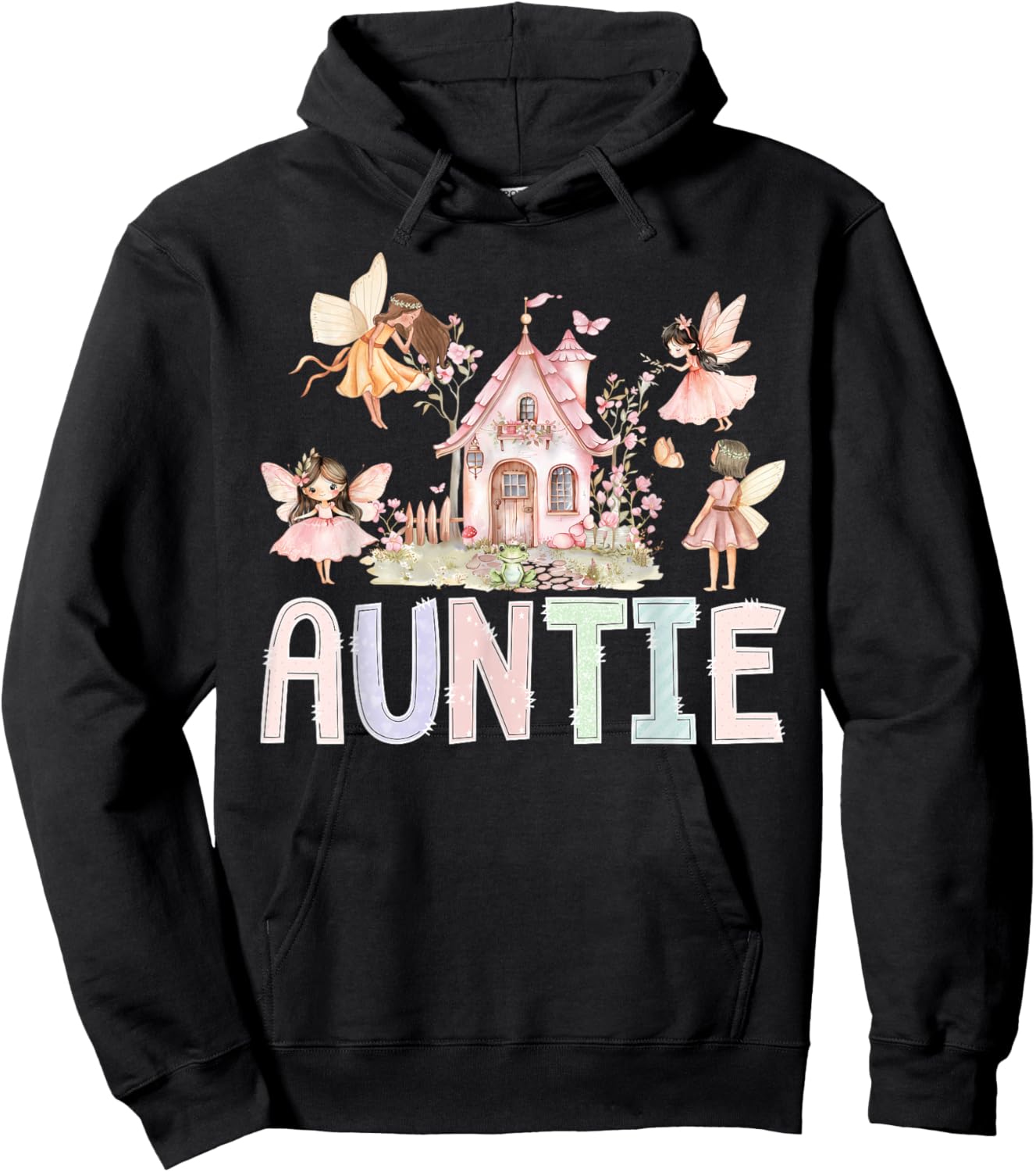 Fairy Auntie Magical Floral Birthday Girl Fairytale Matching Hoodie - Hoodie | Black