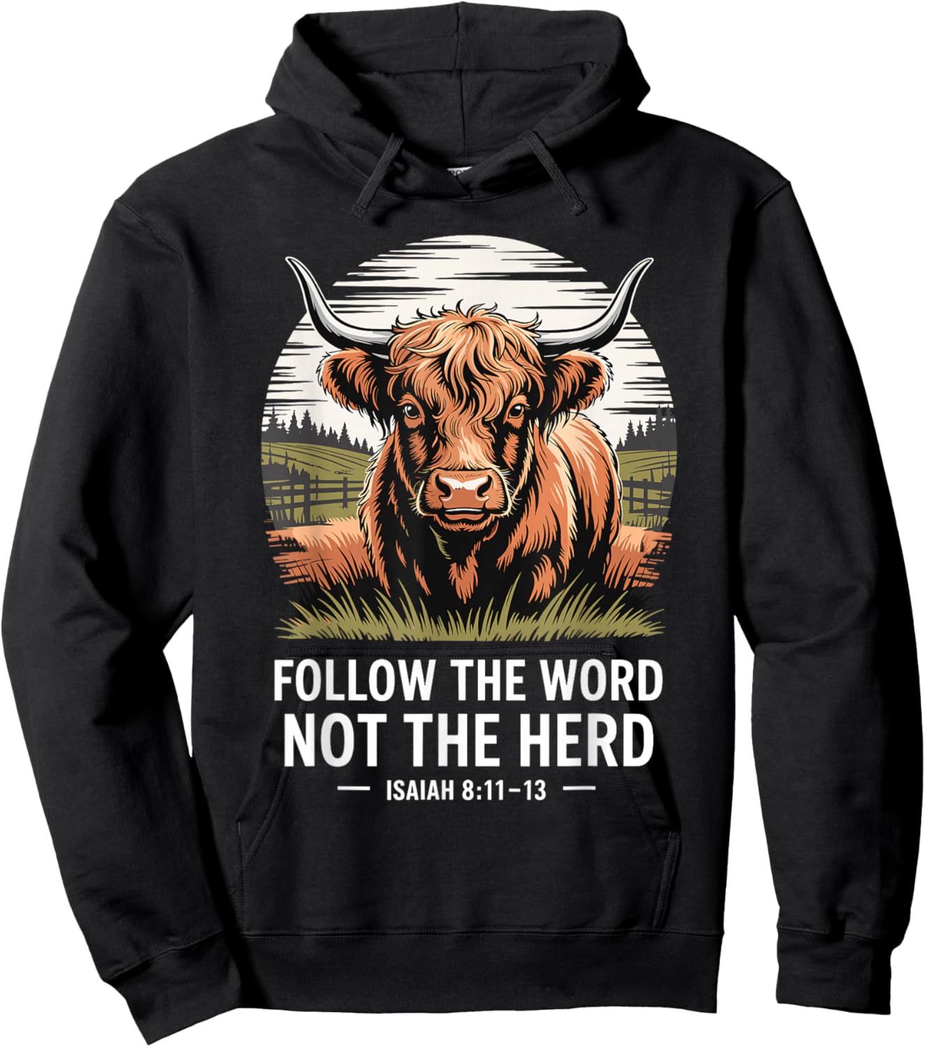 Follow The Word Not The Herd Christian Cow Bible Verse Hoodie - Hoodie | Black