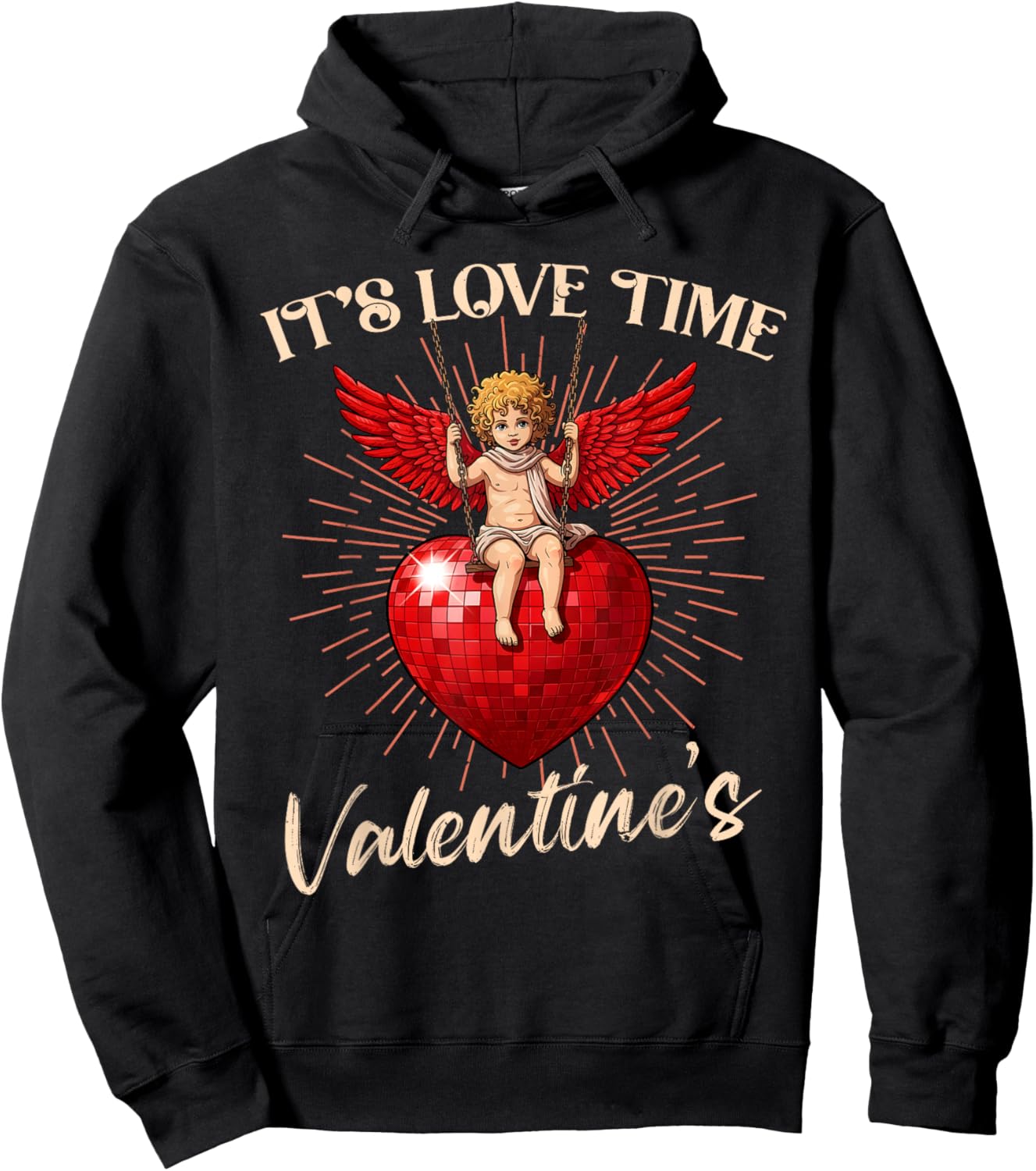 It's Love Time' Cute Cupid Valentine, for Valentine Day Fun Hoodie - Hoodie | Black
