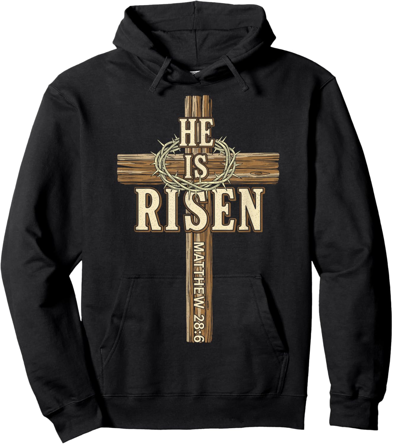 Easter Cross He is Risen Jesus Christian Men Women Boys Kids Hoodie - Hoodie | Black