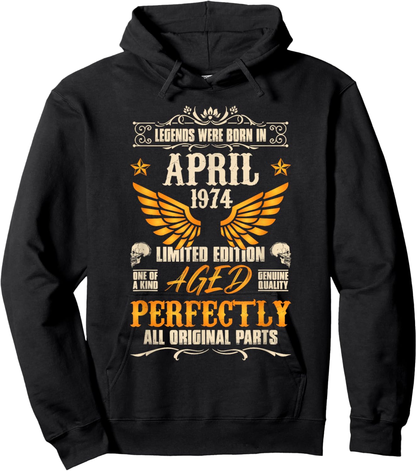 52rd Birthday Vintage Legends Born in 1974 52 Years April Hoodie - Hoodie | Black