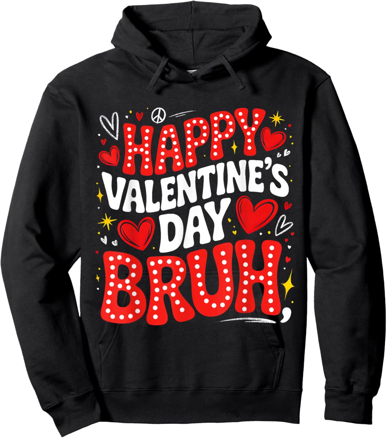 Happy Valentine Bruh Heart Love Valentine Boys Girls Kids Hoodie - Hoodie | Black