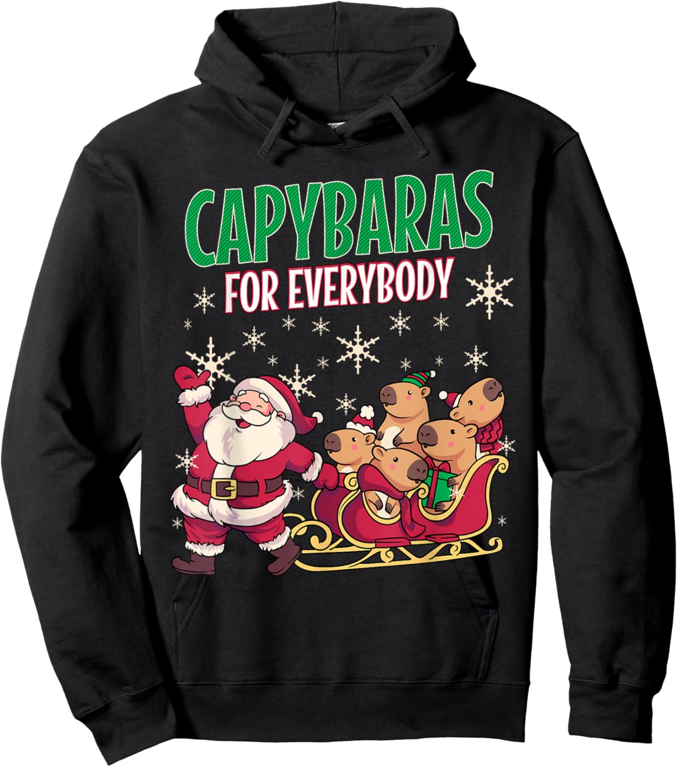 Ugly Christmas Men Kinds Women Funny Capybara Hoodie - Hoodie | Black