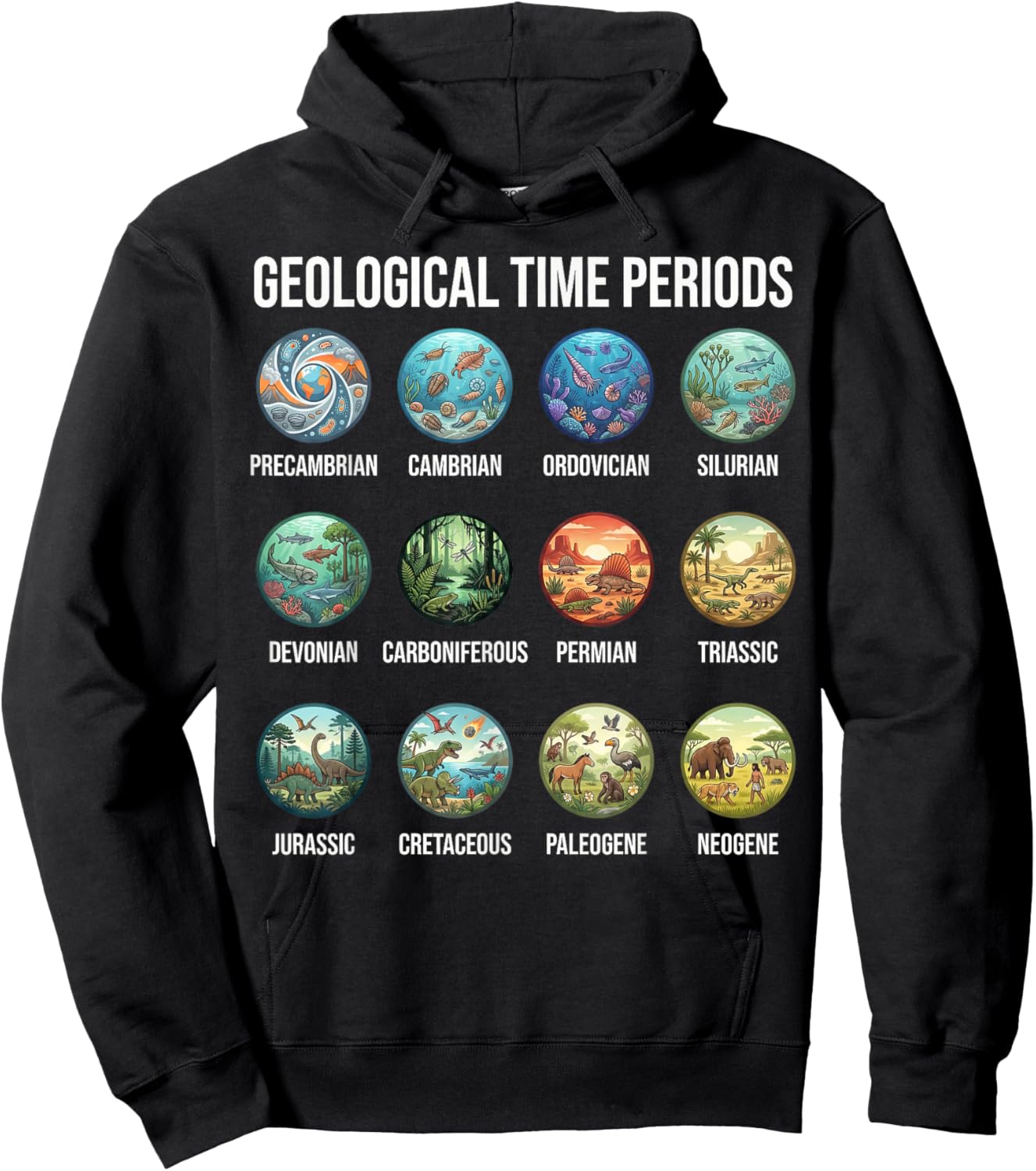 Geological Time Periods Chart Paleontology & Earth History Hoodie - Hoodie | Black