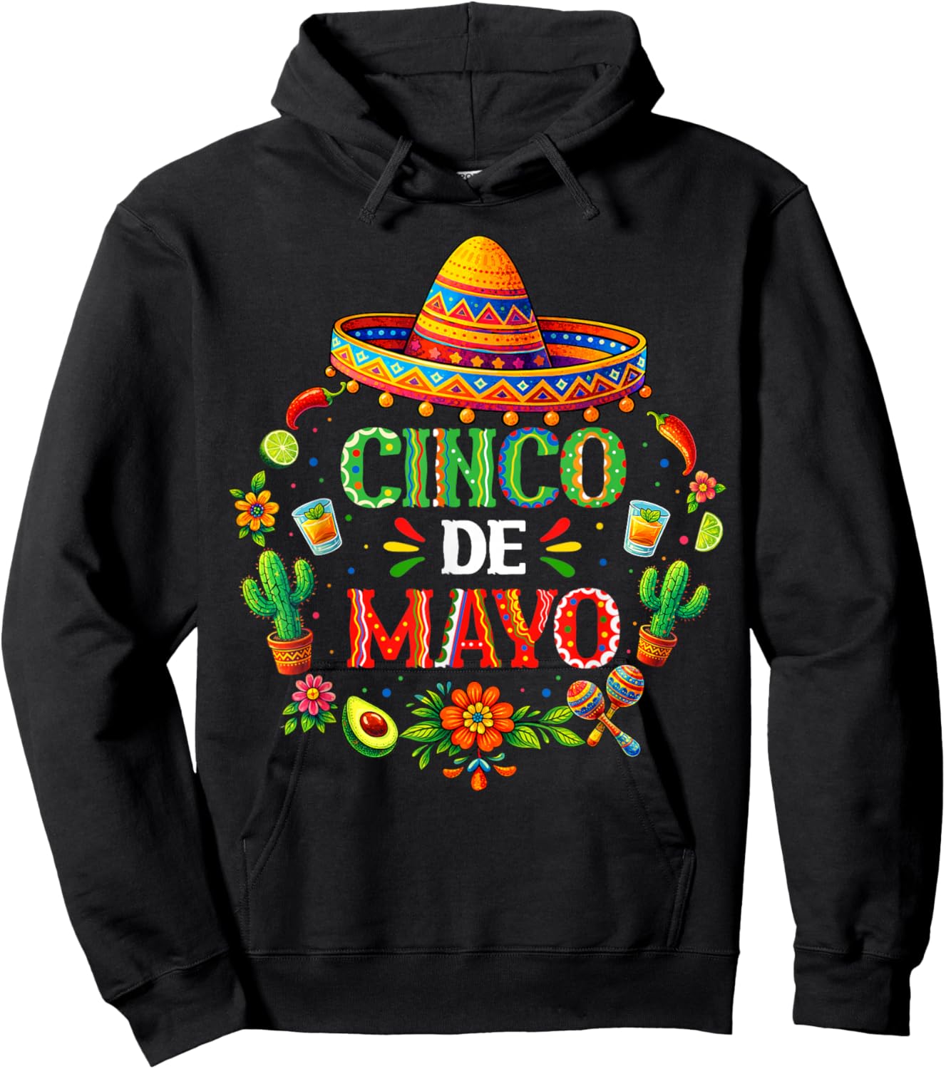 Cinco de Mayo Sombrero Fiesta Mexican Party Men Women Kids Hoodie - Hoodie | Black