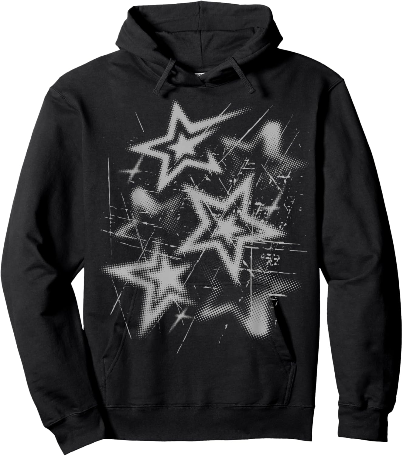 Y2k Grunge Stars 2000s Cyber Vintage Graphic Hoodie - Hoodie | Black