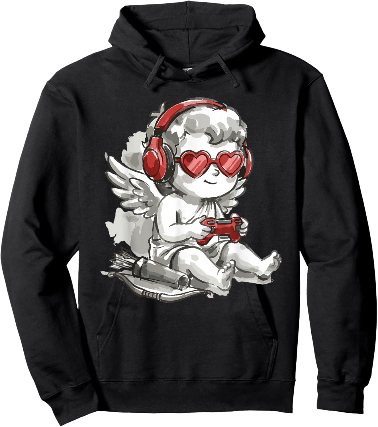 Video Games Cupid Gamer Funny St. Valentine's Day Hoodie - Hoodie | Black