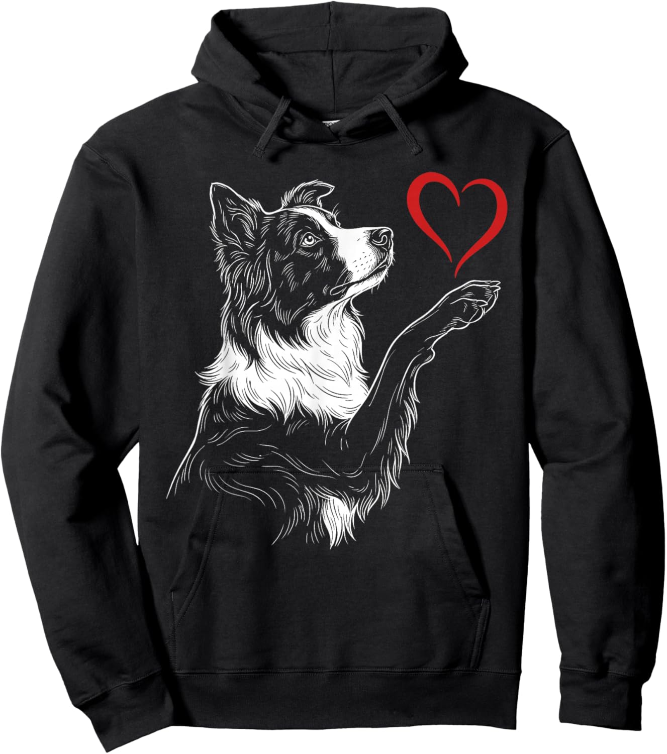 Border Collie Lover Dog Art Holding Heart Valentines Hoodie - Hoodie | Black