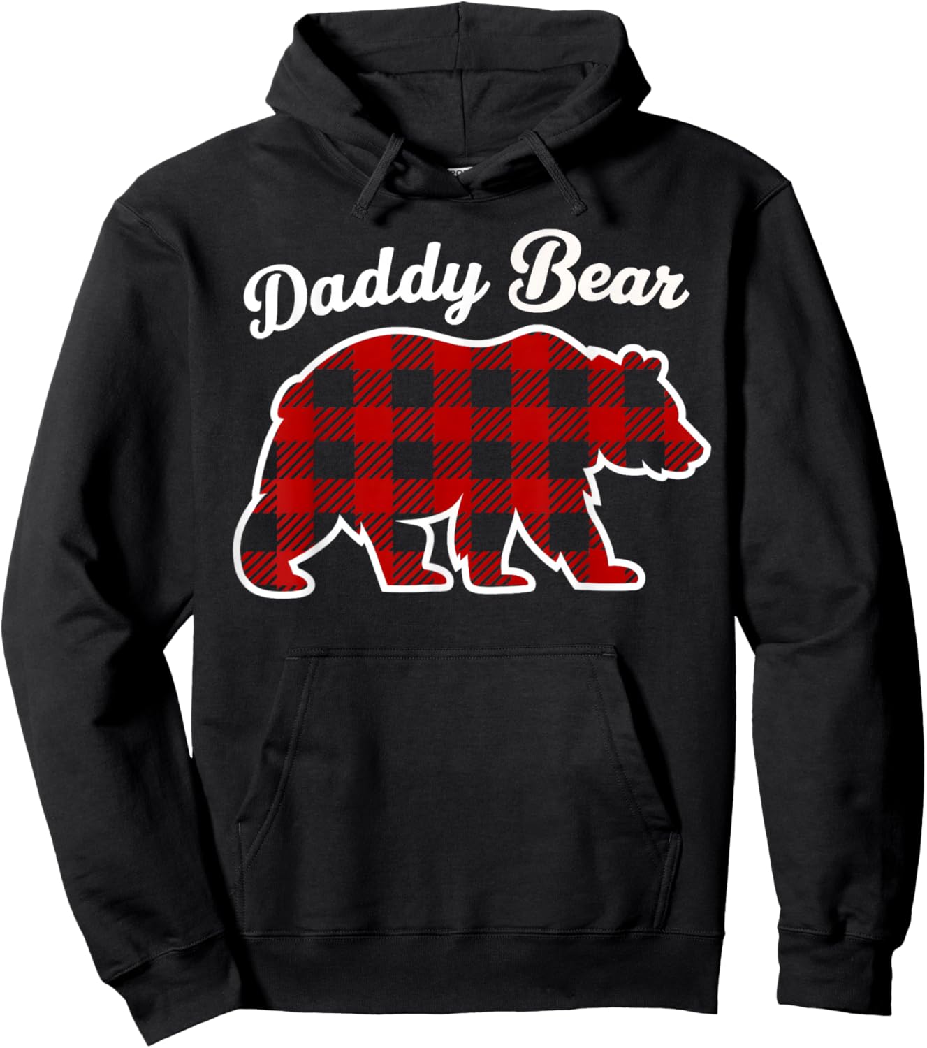 Daddy Bear Buffalo Red Plaid Matching Family Christmas Hoodie - Hoodie | Black