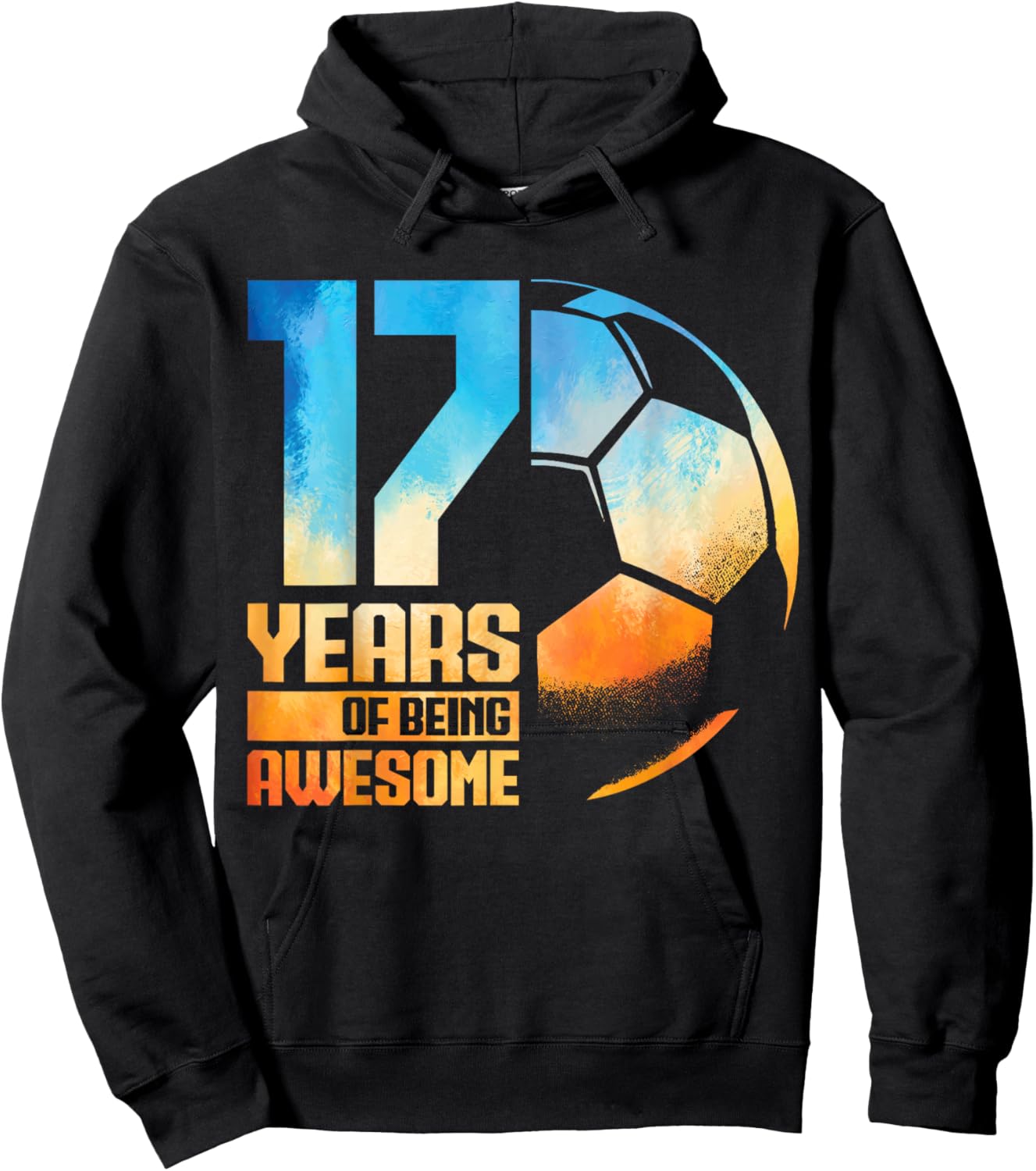 17th Birthday Boy Girl Soccer Player Football 17 Years Old Hoodie - Hoodie | Black