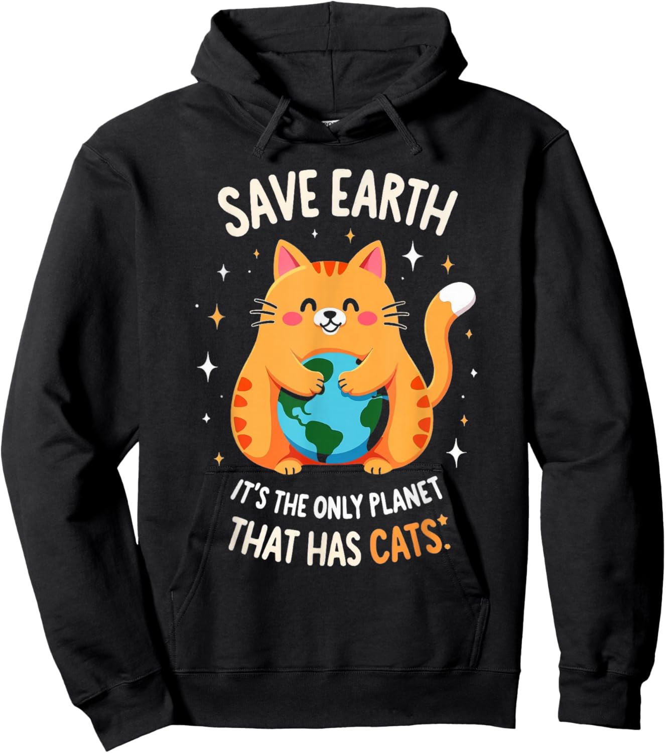 Save Earth Cat Lover Eco-Friendly Cute Humor Earth Day Hoodie - Hoodie | Black