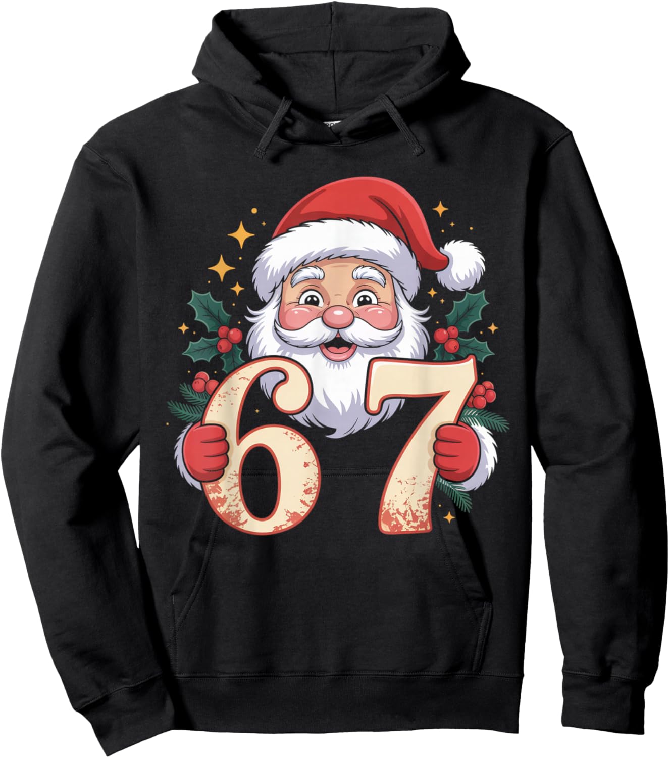 Christmas Six Seven Funny Xmas 67 Ugly Sweater 6-7 Santa Hoodie - Hoodie | Black