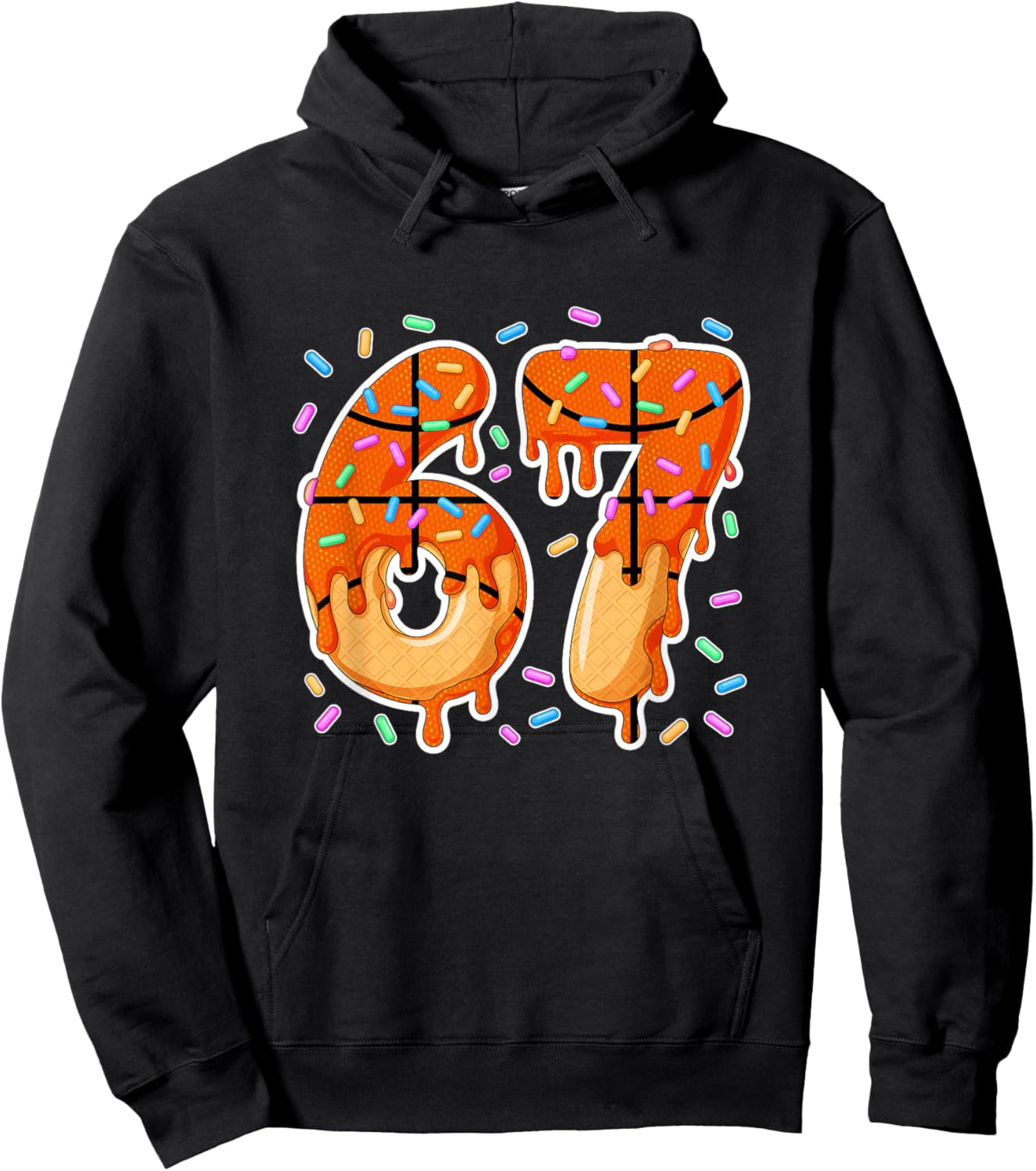 67 Ice Cream Drip Basketball Teens Boys Slang Six Seven Meme Hoodie - Hoodie | Black