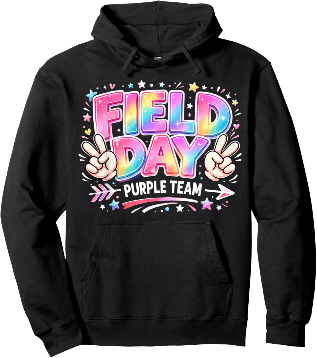 Field Day Purple Team Peace Hand Pastel Men Women Kid Hoodie - Hoodie | Black
