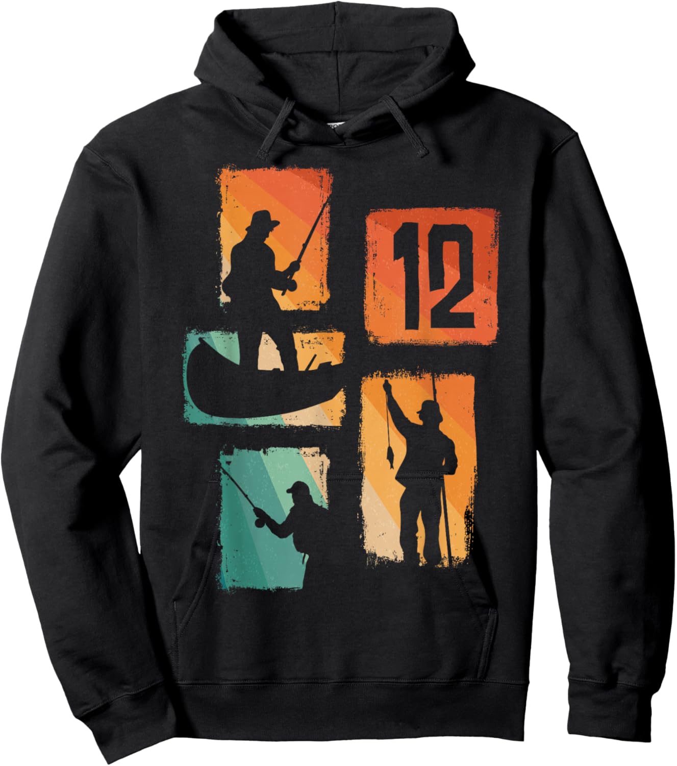 12th Birthday Fishing 12 Years Old Fisherman Fish Angler Hoodie - Hoodie | Black