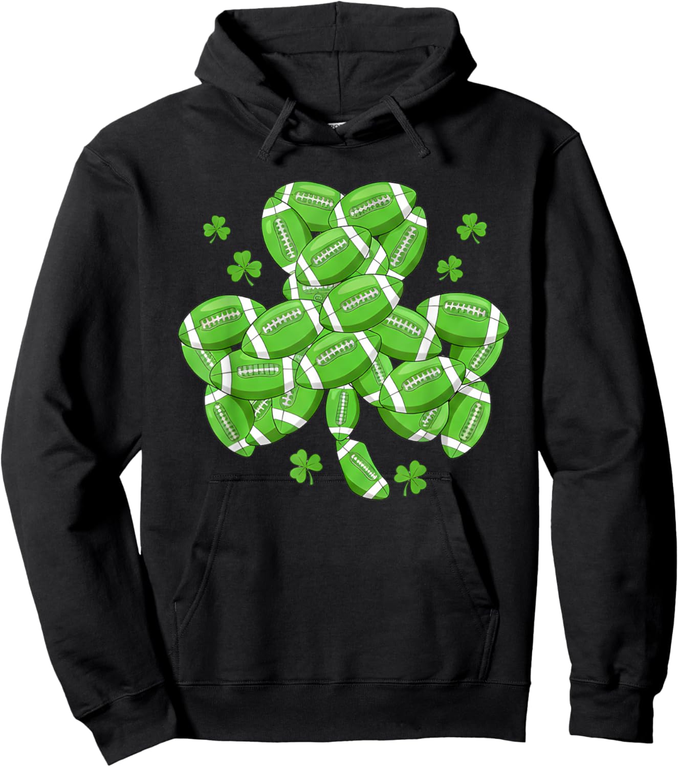 St Patricks Day Football Shamrock Irish Boys Men Hoodie - Hoodie | Black