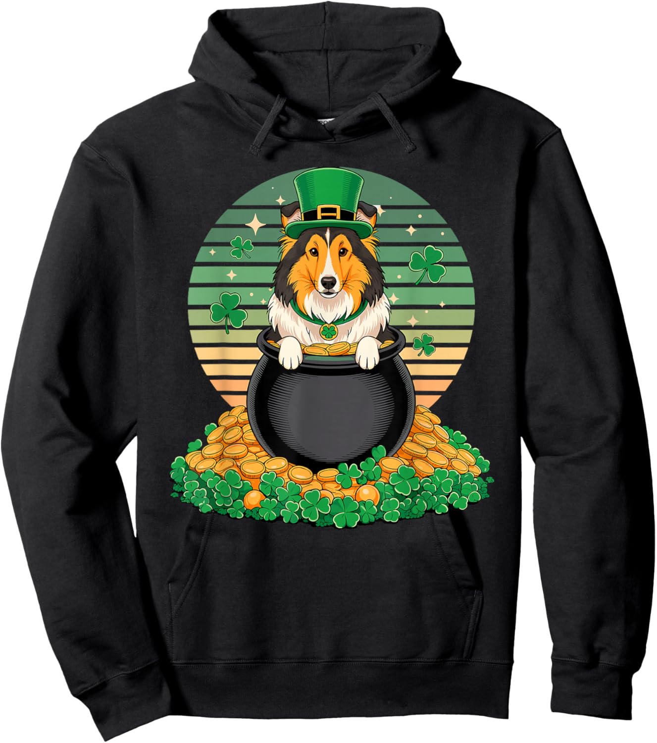 Shetland Sheepdog St Patricks Day Leprechaun Sheltie Hoodie - Hoodie | Black