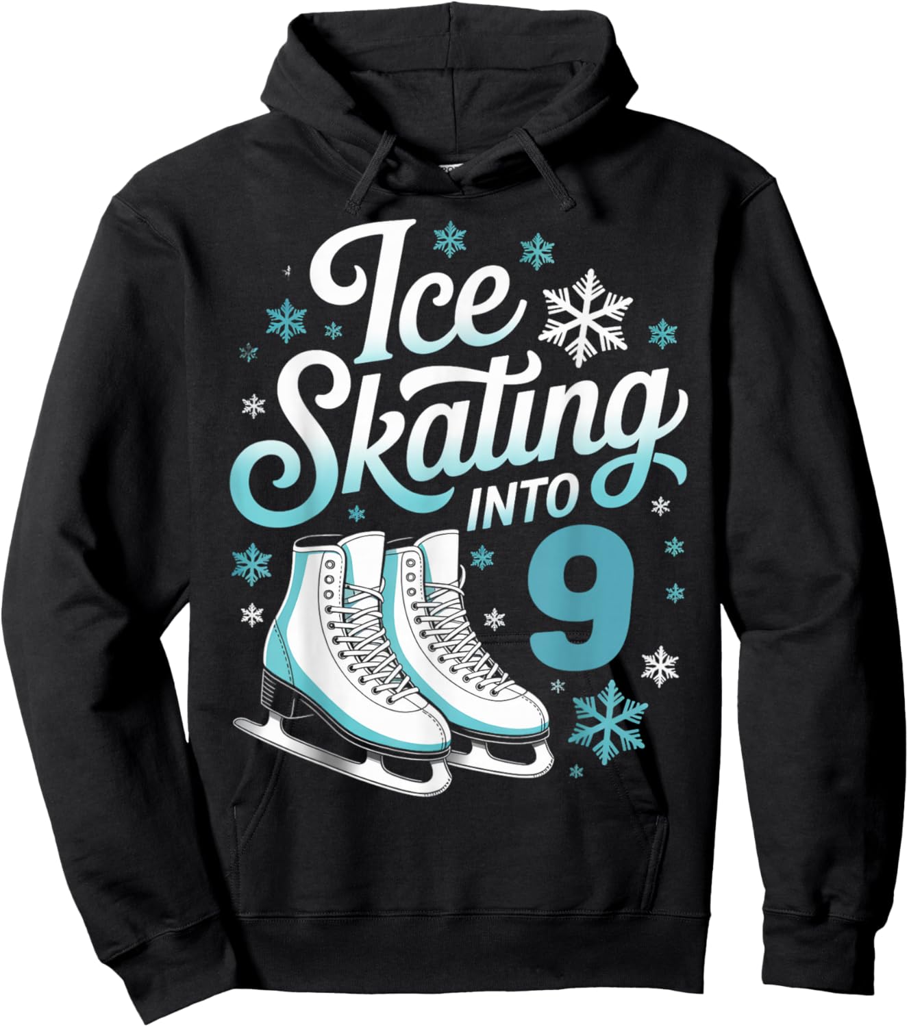 Ice Skating Into 9 Ice Skating 9th Birthday Figure Skating Hoodie - Hoodie | Black
