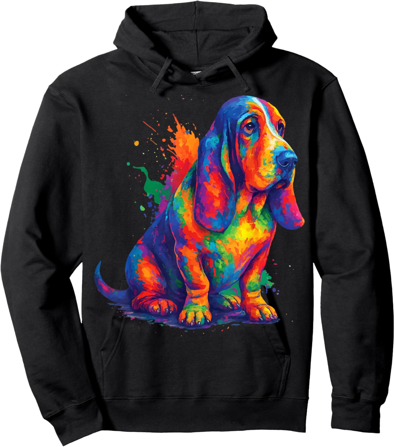 Basset Hound Colorful Hoodie - Hoodie | Black