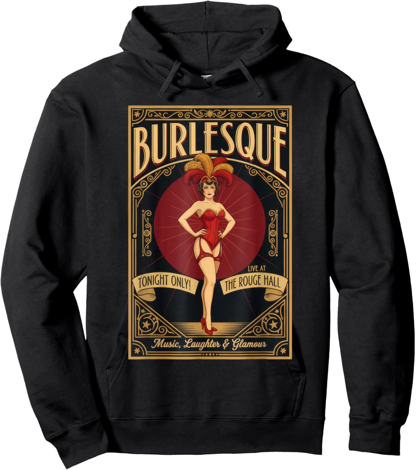 Vintage Burlesque Revue Poster Retro Cabaret Art Design Hoodie - Hoodie | Black