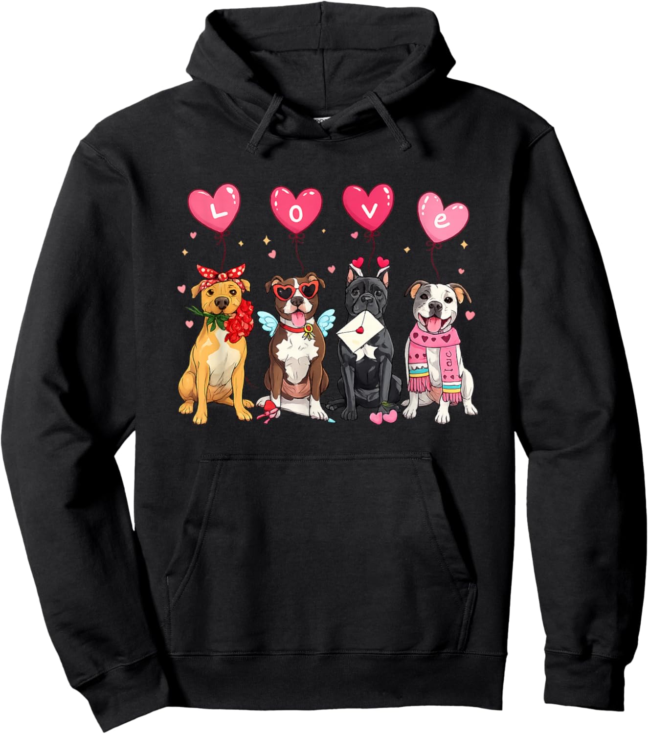 Labrador Valentine’s Dogs Lover Pitbull Day Dog Valentine Hoodie - Hoodie | Black