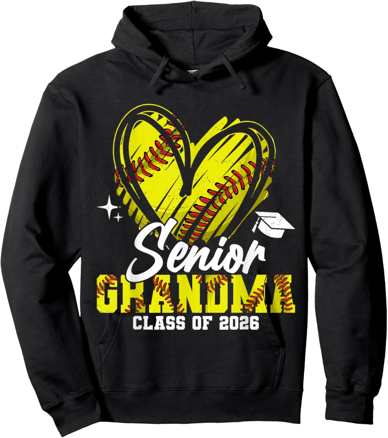 Senior Grandma Class of 2026 Softball Graduation Heart.png Hoodie - Hoodie | Black