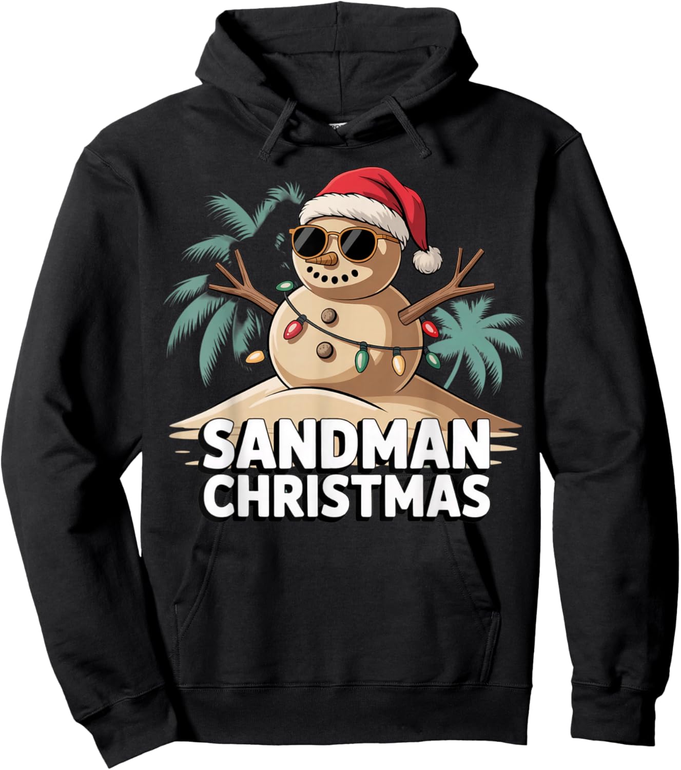 Sandman Christmas Design Tropical Beach Snowman Hoodie - Hoodie | Black