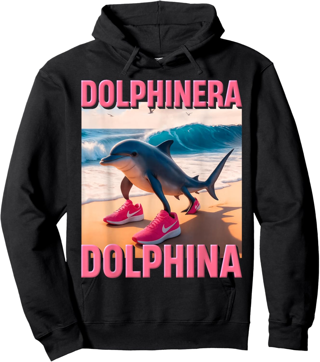 Dolphinera Dolphina Italian Brainrot Meme AI Funny Dolphin Hoodie - Hoodie | Black