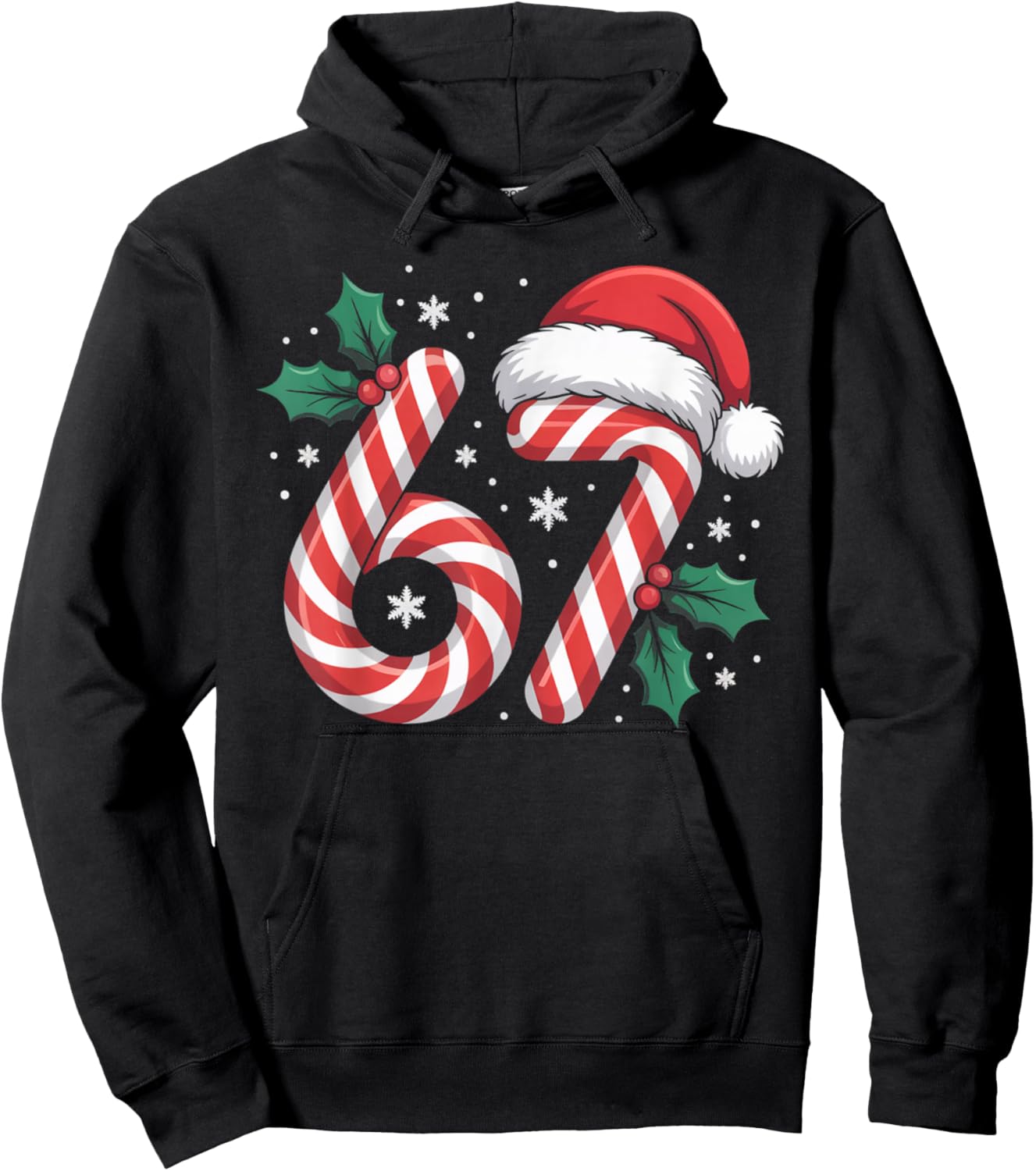Christmas Candy Cane 67 Meme Funny Boys Girls Hoodie - Hoodie | Black