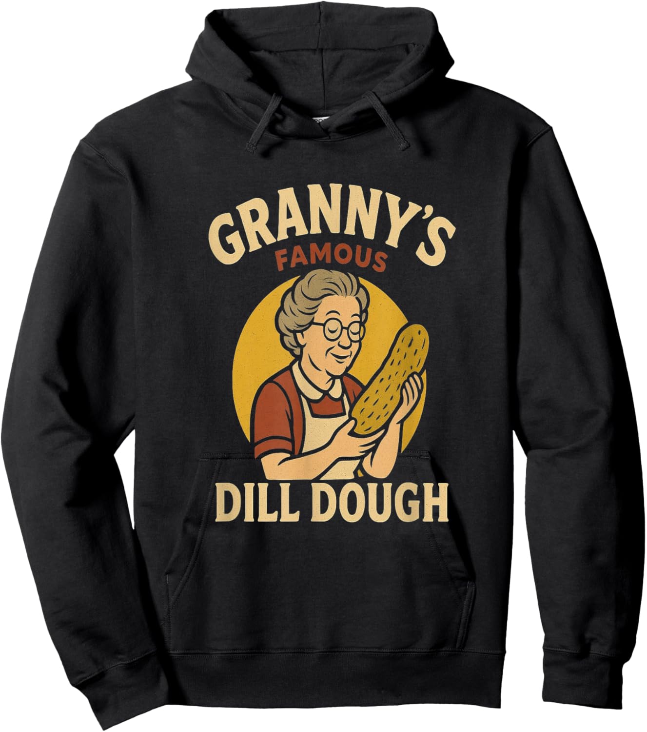 Grannys Famous Dill Dough Retro Grandma Humor Wordplay Fun Hoodie - Hoodie | Black