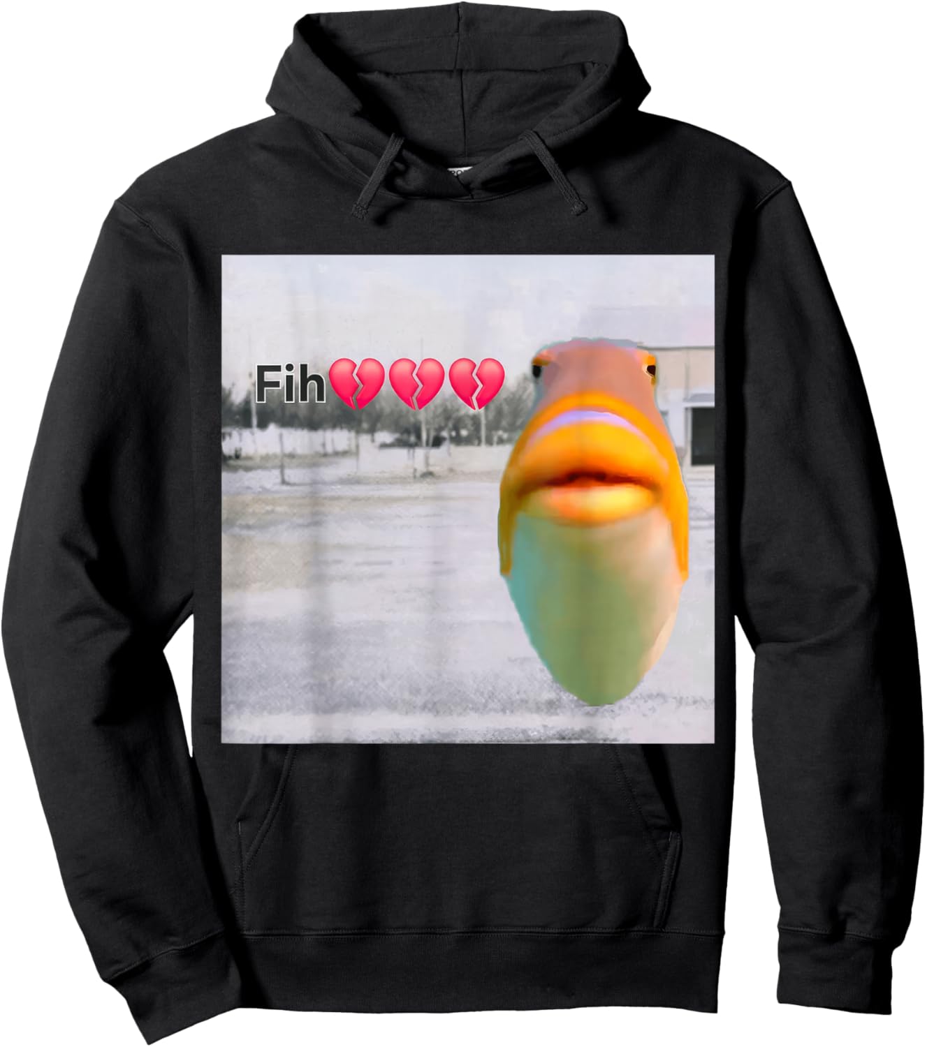 Funny Fish Calling Misspelled Fih Meme Sybau Absurd Brainrot Hoodie - Hoodie | Black