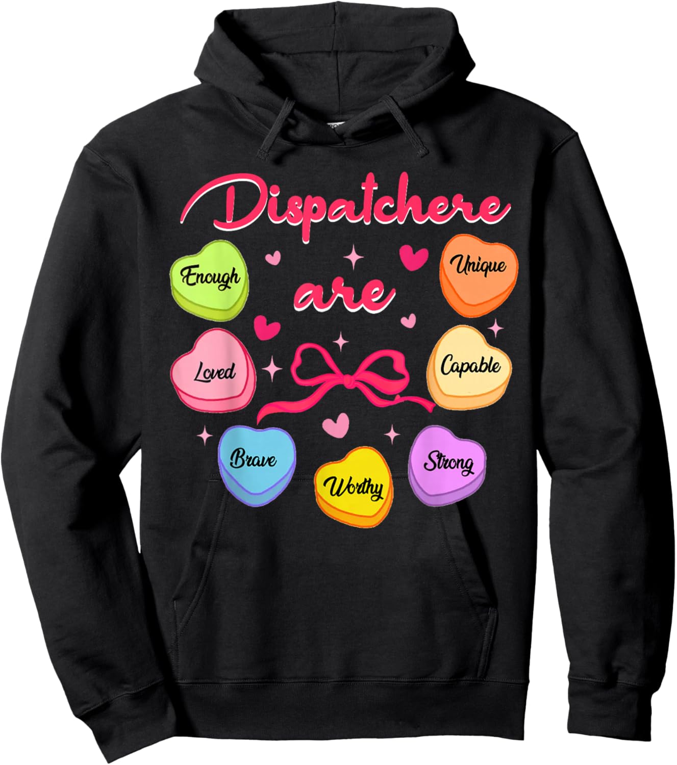 911 Dispatcher are Loved Enough Valentine's Day Dispatch Hoodie - Hoodie | Black