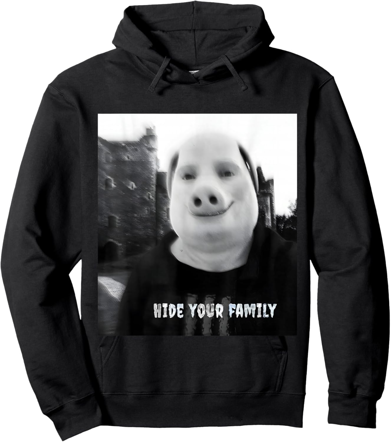 John Pork Calling Viral Meme Funny Brainrot Hide Your Family Hoodie - Hoodie | Black