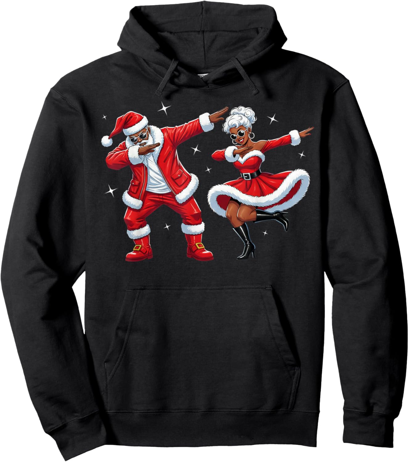 African Santa Mrs Claus Dabbing African America Christmas Hoodie - Hoodie | Black