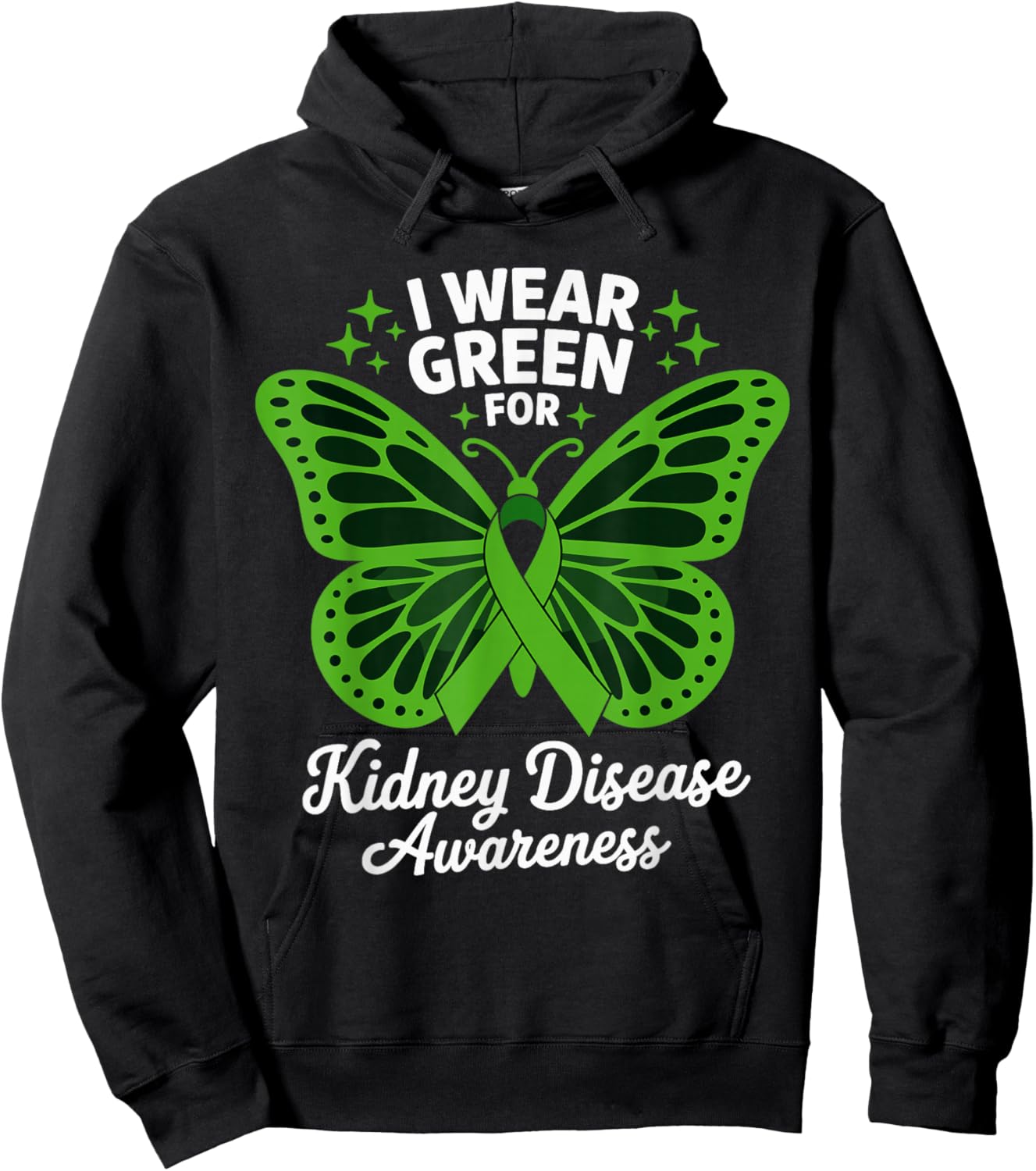 I Wear Green for Kidney Disease Awareness Hoodie - Hoodie | Black