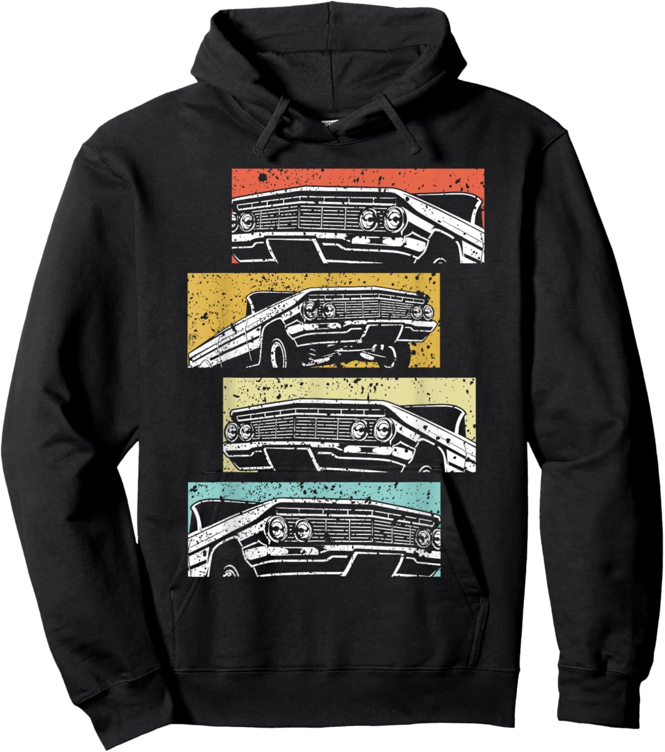 Vintage Old School Lowrider Car Chicano Art Los Angeles Hoodie - Hoodie | Black