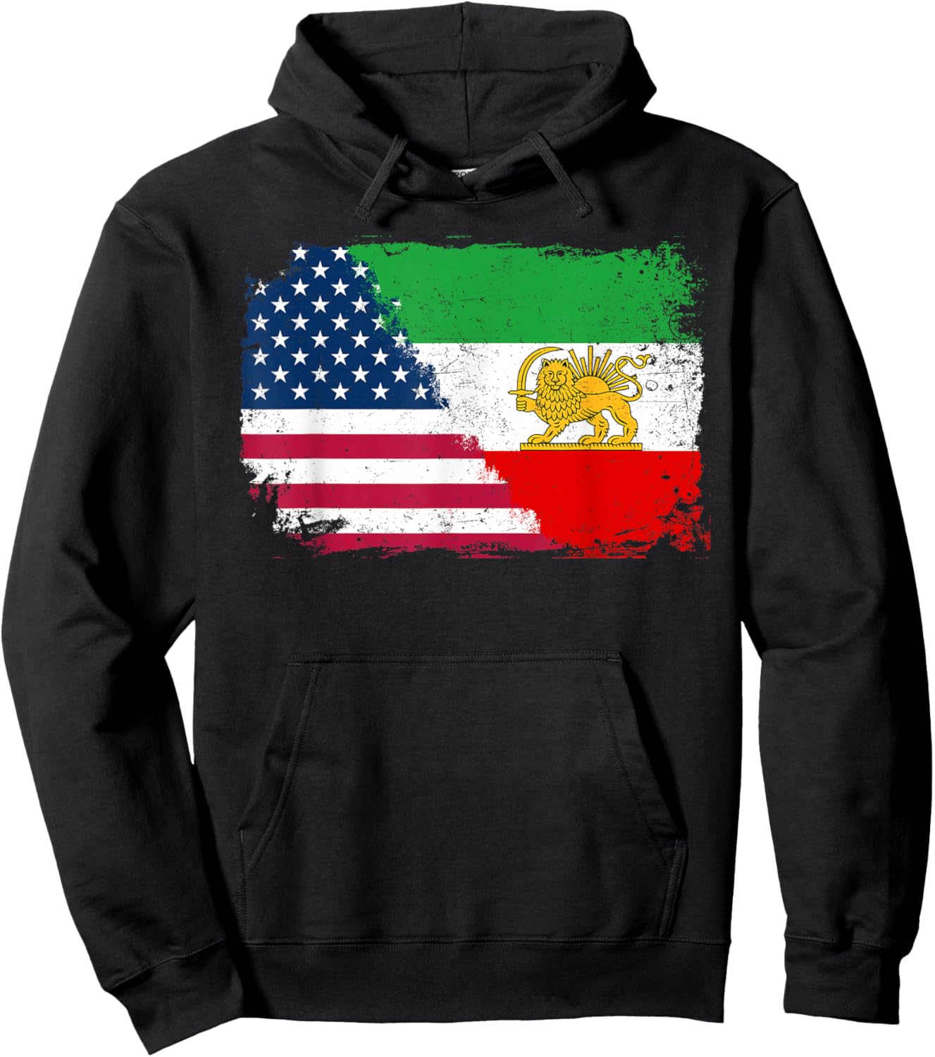 Vintage Persian American Flag USA Persia Roots Heritage Hoodie - Hoodie | Black